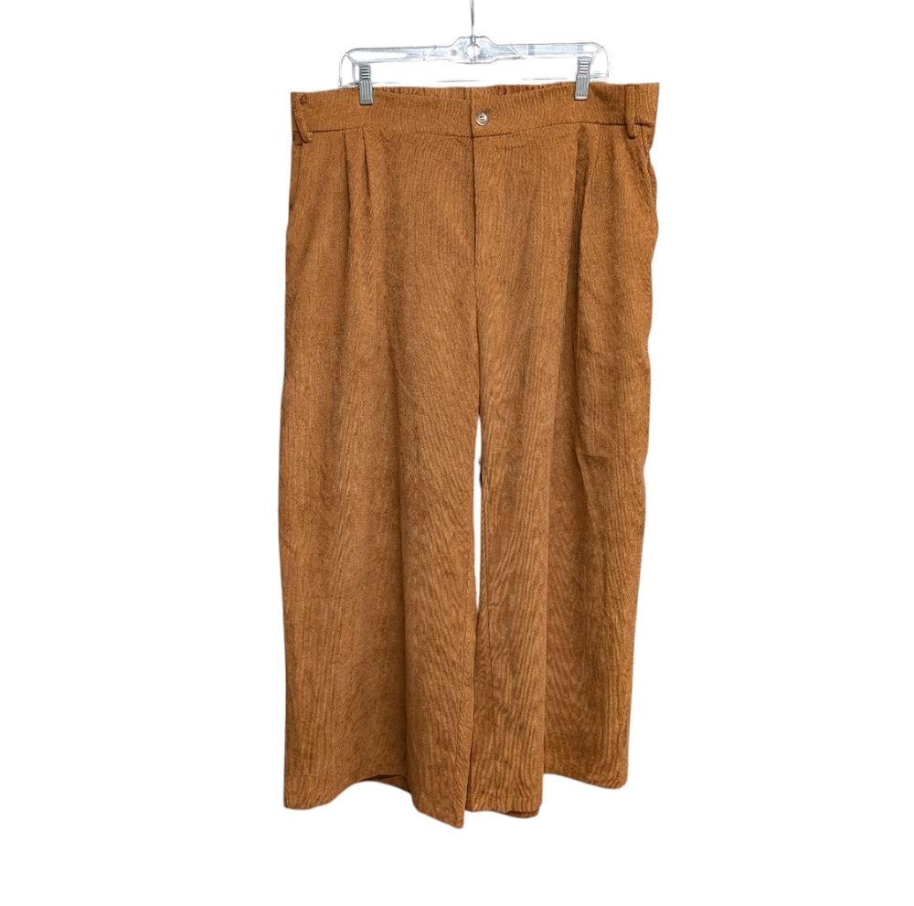 Camel brown lightweight corduroy wide leg high waisted pants 3XL NWOT